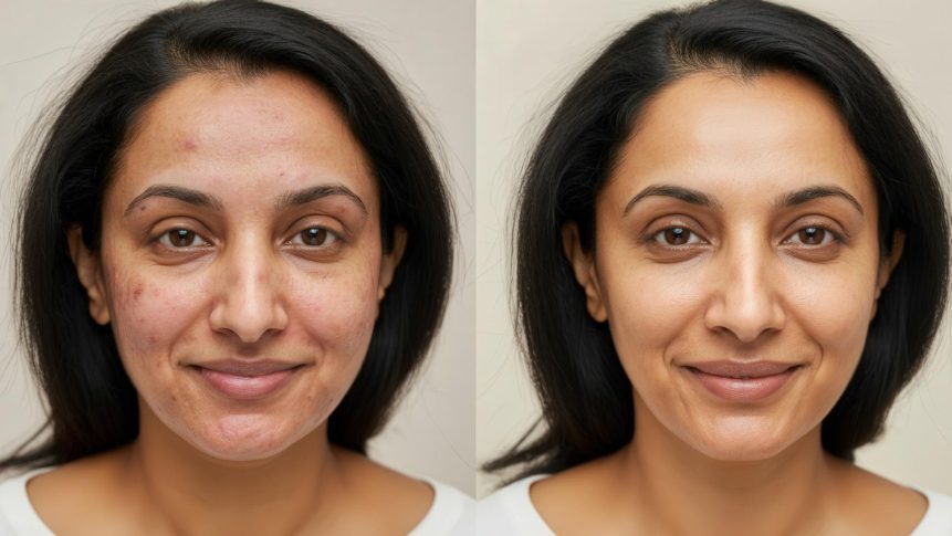 Acne scar treatment before and after results in The Colony TX