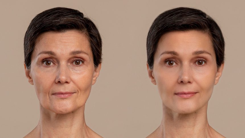Before and after Fine Lines and Wrinkles Treatment in The Colony TX